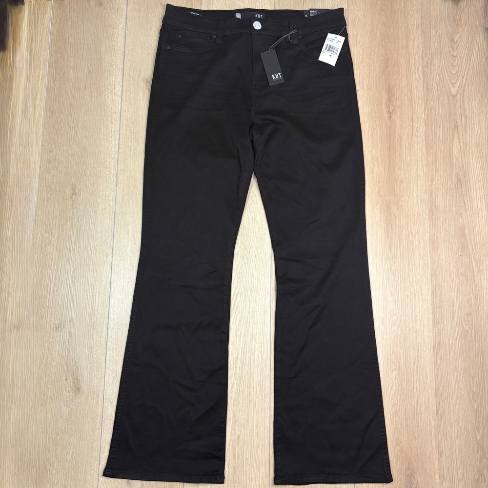 KUT from the Kloth Natalie Fab Ab High Rise Bootcut Denim Jeans Black Sz. 16 NWT